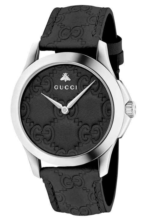 gucci g-timeless mens black leather strap watch|gucci watches ladies leather band.